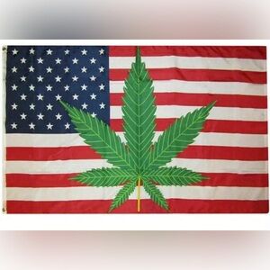 American Flag with Green Weed 5ftx3ft with metal grommets. Brand New